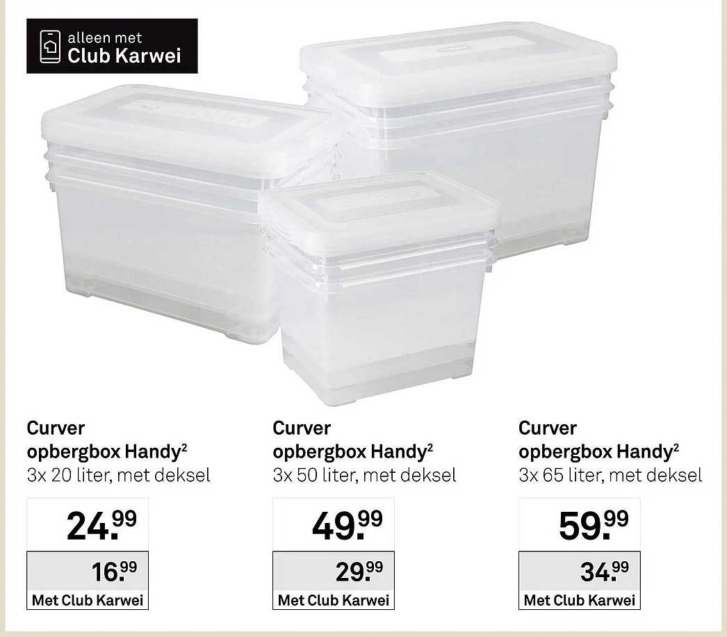 Curver opbergbox Handy² 3x 20 liter, met deksel