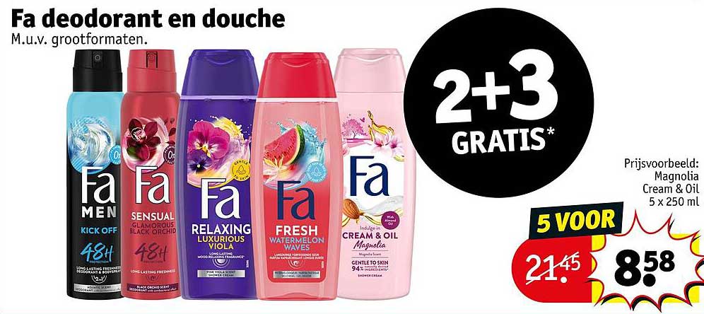 deodorant en douche 2+3 GRATIS*