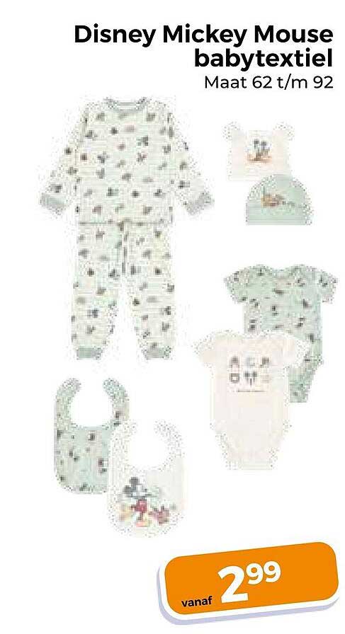 Disney Mickey Mouse babytextiel Maat 62 t/m 92