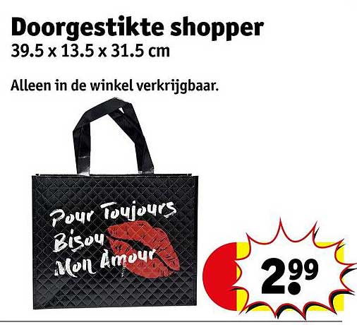 Doorgestikte shopper