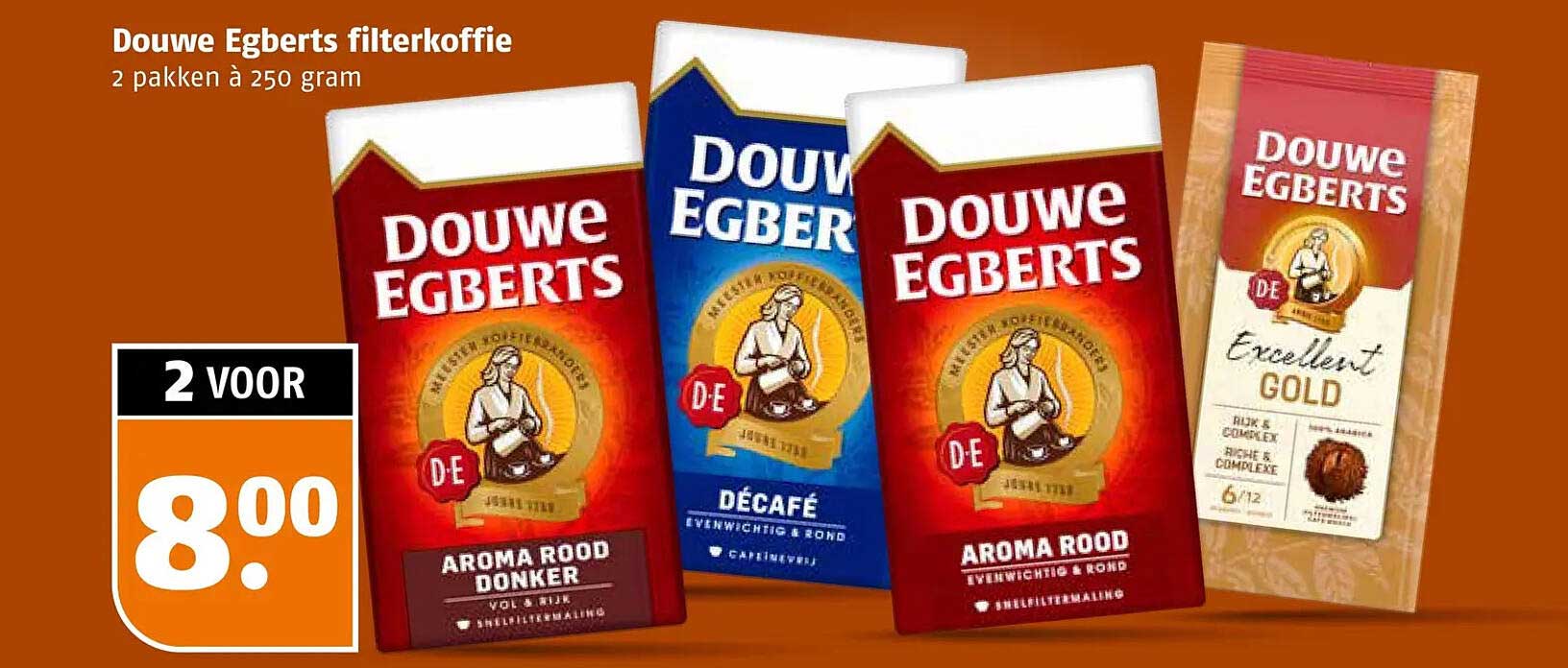 Douwe Egberts filterkoffie 2 pakken à 250 gram