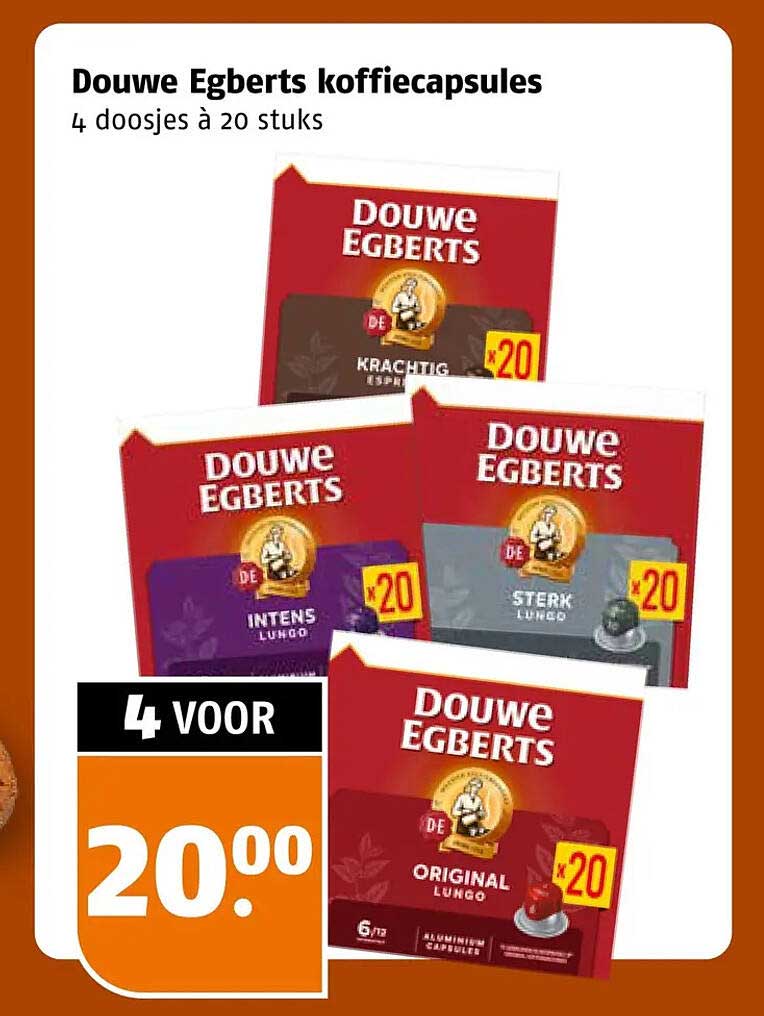 Douwe Egberts koffiecapsules 4 doosjes à 20 stuks