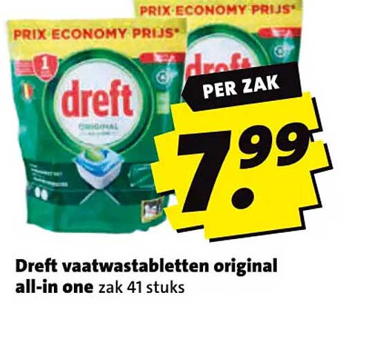 Dreft vaatwastabletten original all-in one zak 41 stuks