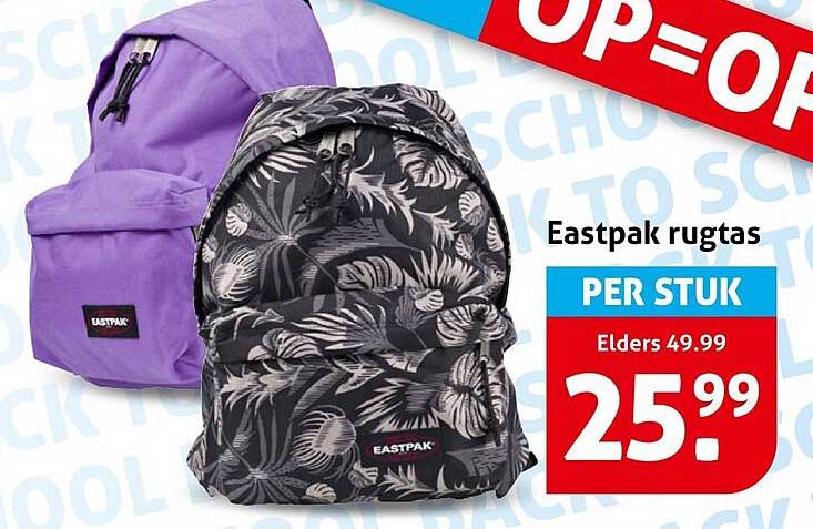 Eastpak rugtas PER STUK