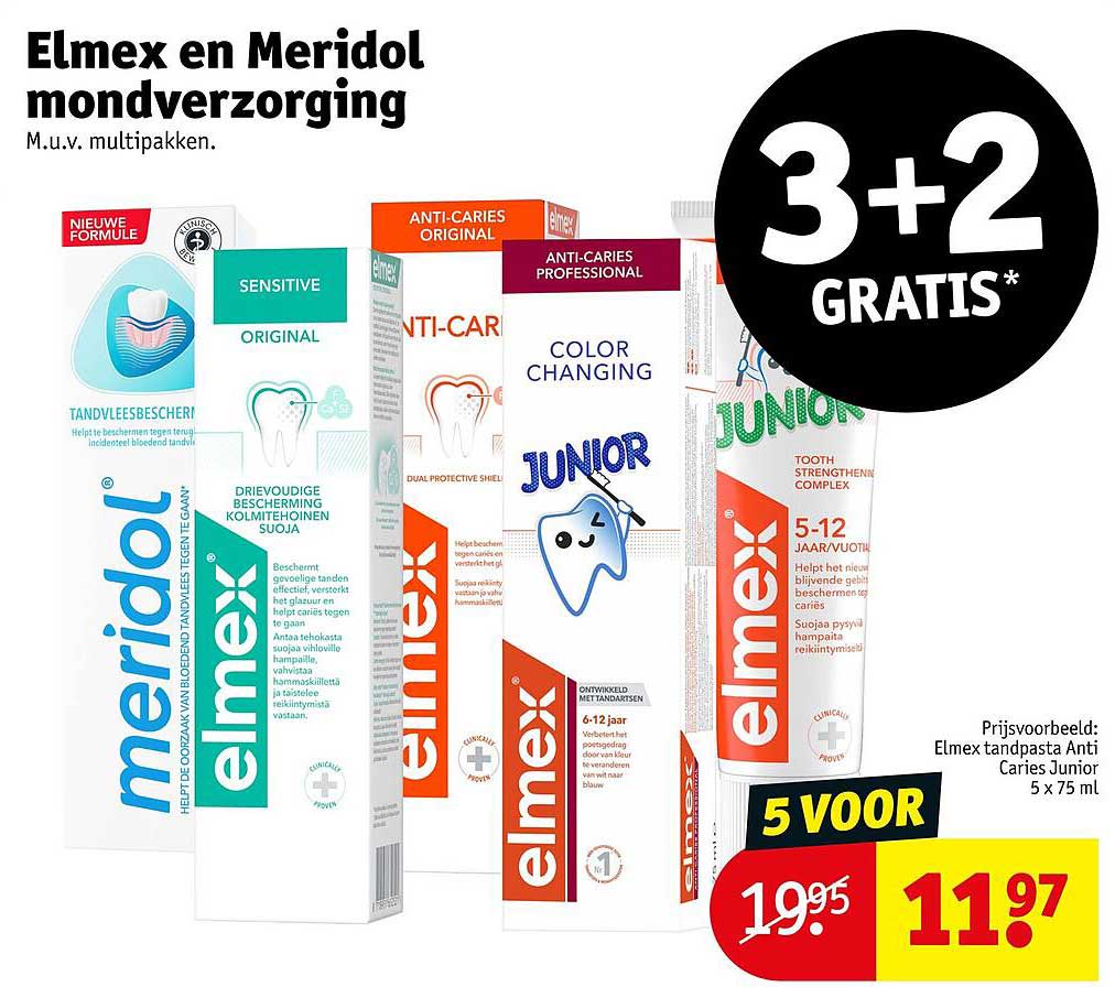 Elmex en Meridol mondverzorging 3+2 GRATIS*