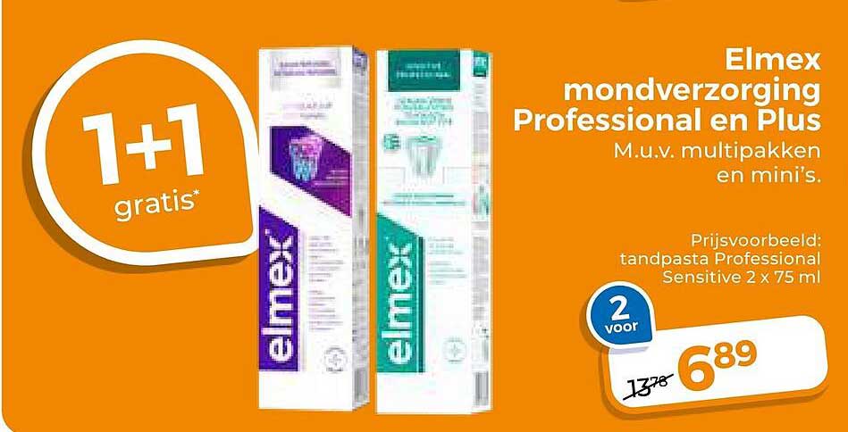Elmex mondverzorging Professional en Plus 1+1 gratis