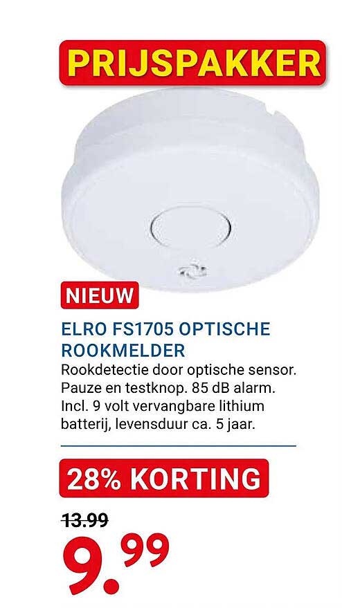 ELRO FS1705 OPTISCHE ROOKMELDER 28% KORTING