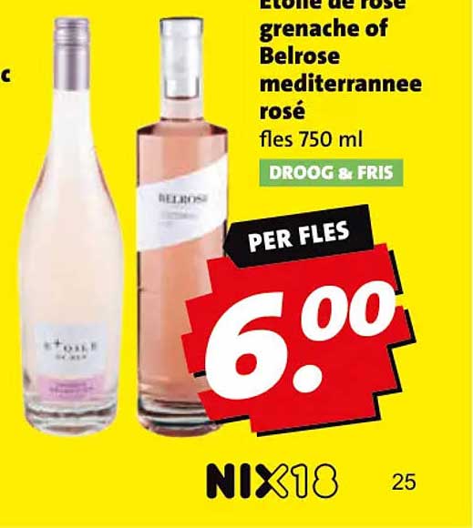 Etoile de rose grenache of Belrose mediterranee rosé fles 750 ml DROOG & FRIS PER FLES