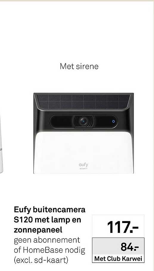 Eufy buitencamera S120 met lamp en zonnepaneel