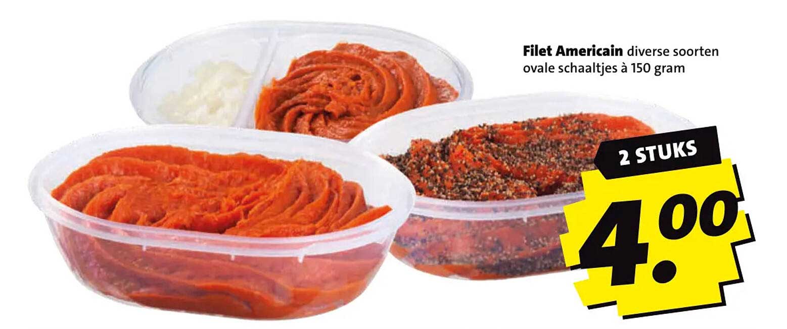 Filet Americain diverse soorten ovale schaaltjes à 150 gram 2 STUKS