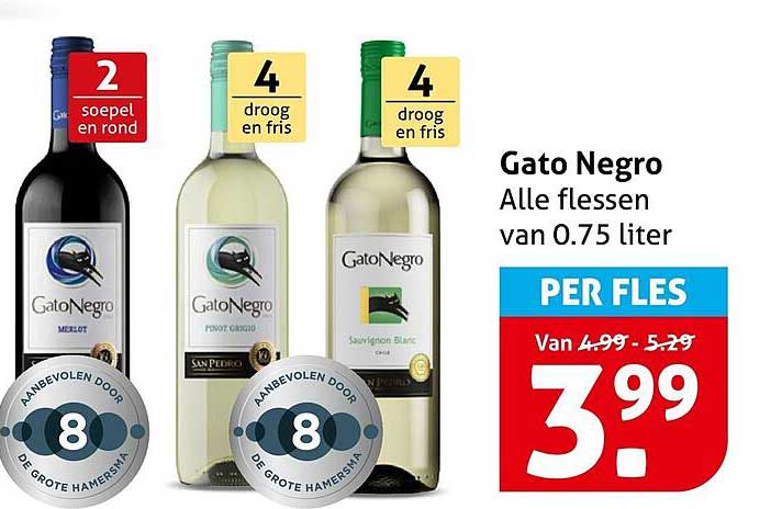 Gato Negro Alle flessen van 0.75 liter PER FLES
