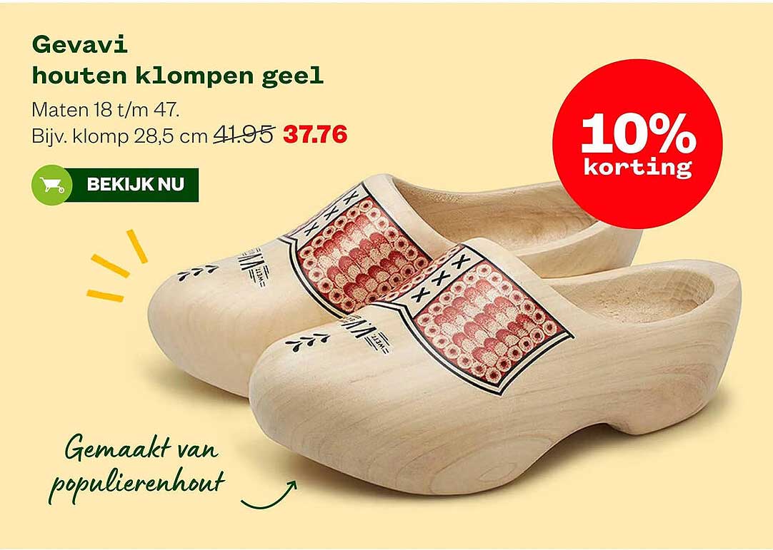 Gevavi houten klompen geel
