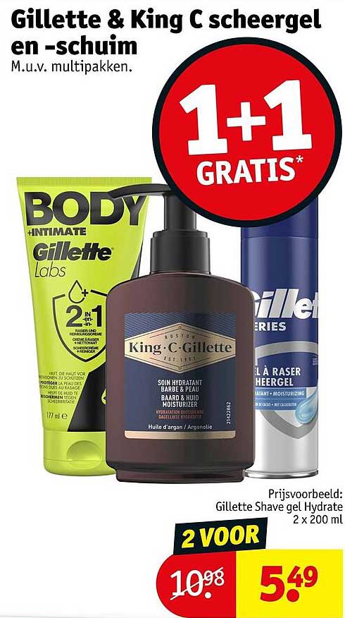 Gillette & King C scheergel en -schuim 1+1 GRATIS*