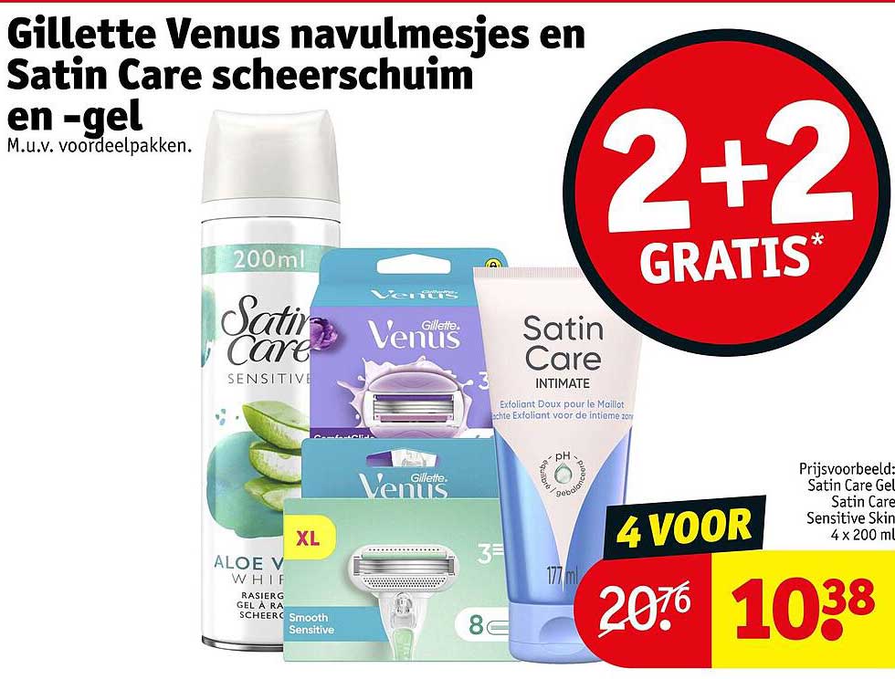 Gillette Venus navulmesjes en Satin Care scheerschuim en -gel 2+2 GRATIS