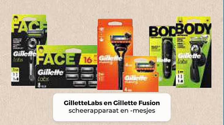 GilletteLabs en Gillette Fusion scheerapparaat en -mesjes
