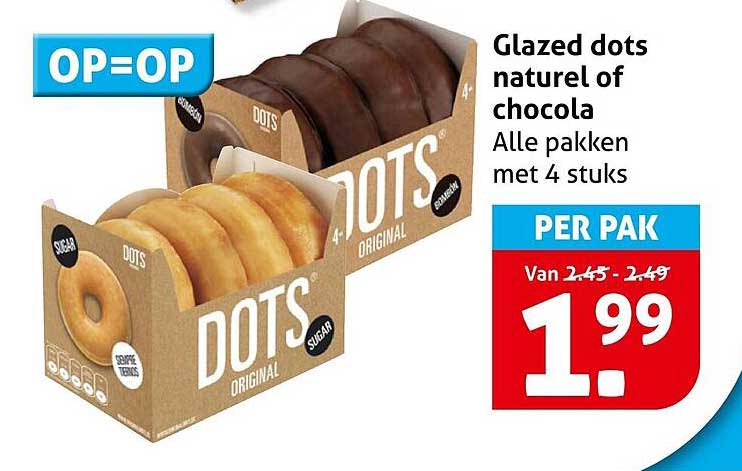 Glazed dots naturel of chocola Alle pakken met 4 stuks