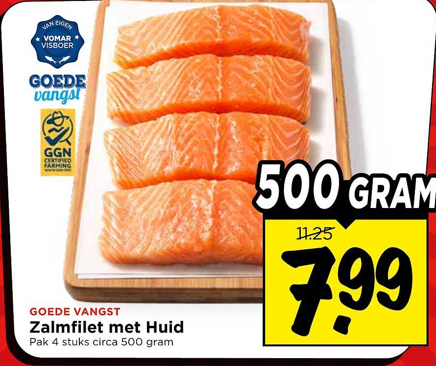 Goede Vangst Zalmfilet met Huid Pak 4 stuks circa 500 gram