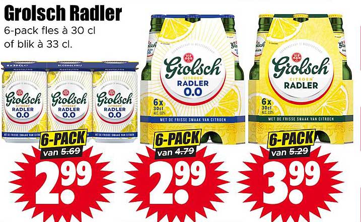 Grolsch Radler 6-pack fles à 30 cl of blik à 33 cl
