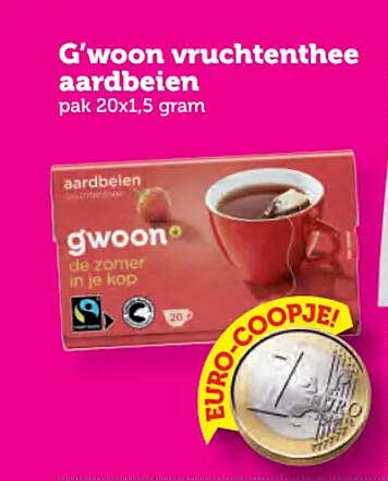 G'woon vruchten thee aardbeien pak 20x1,5 gram