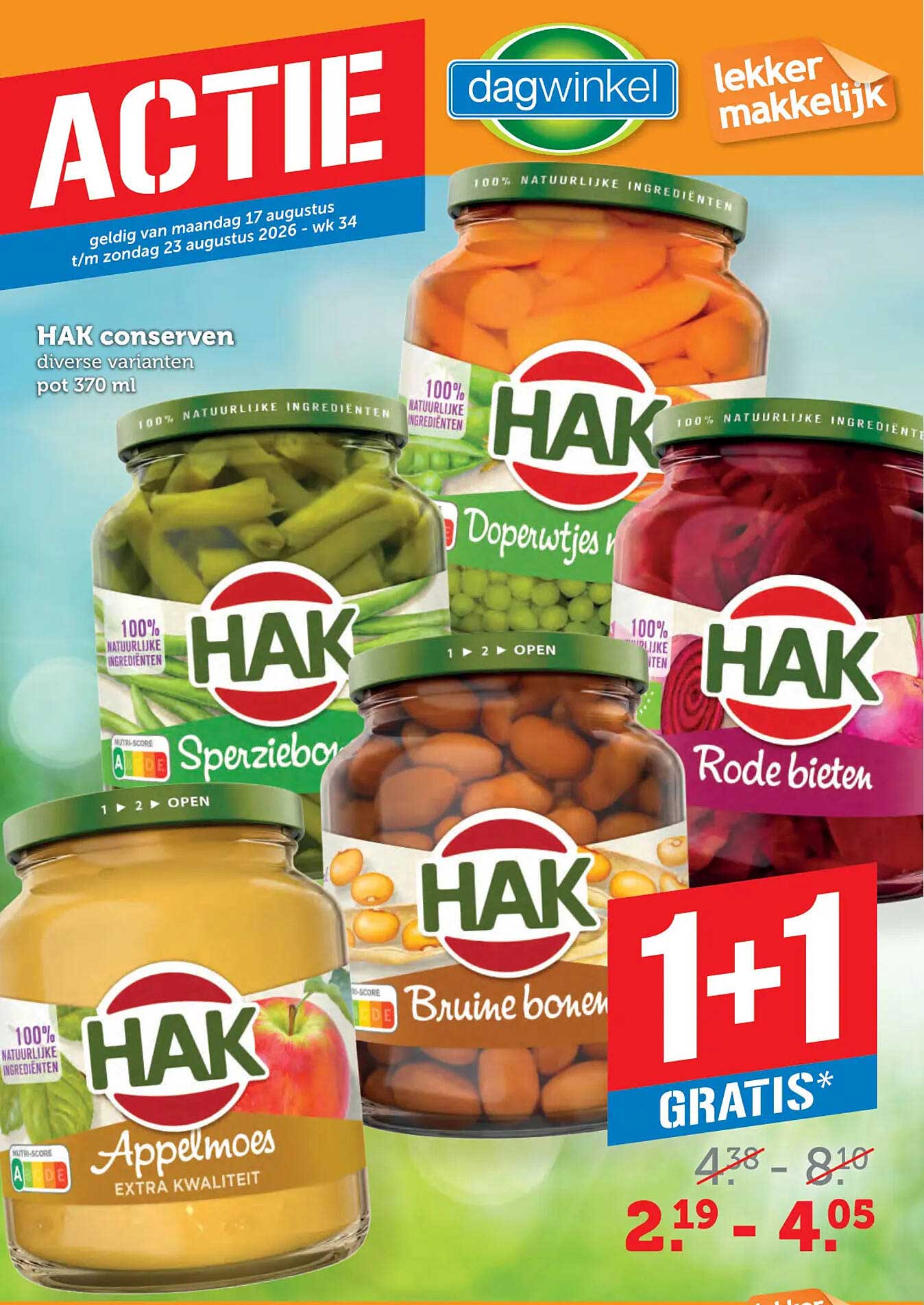 HAK conserven diverse varianten pot 370 ml 1+1 gratis