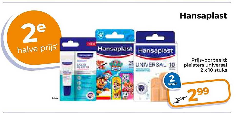 Hansaplast 2e halve prijs