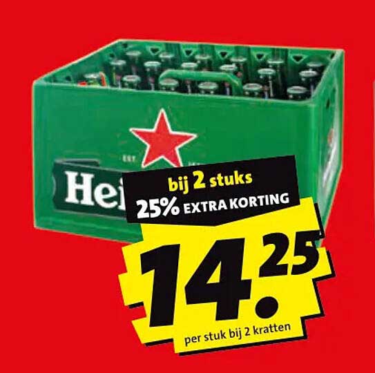 Heineken bij 2 stuks 25% EXTRA KORTING