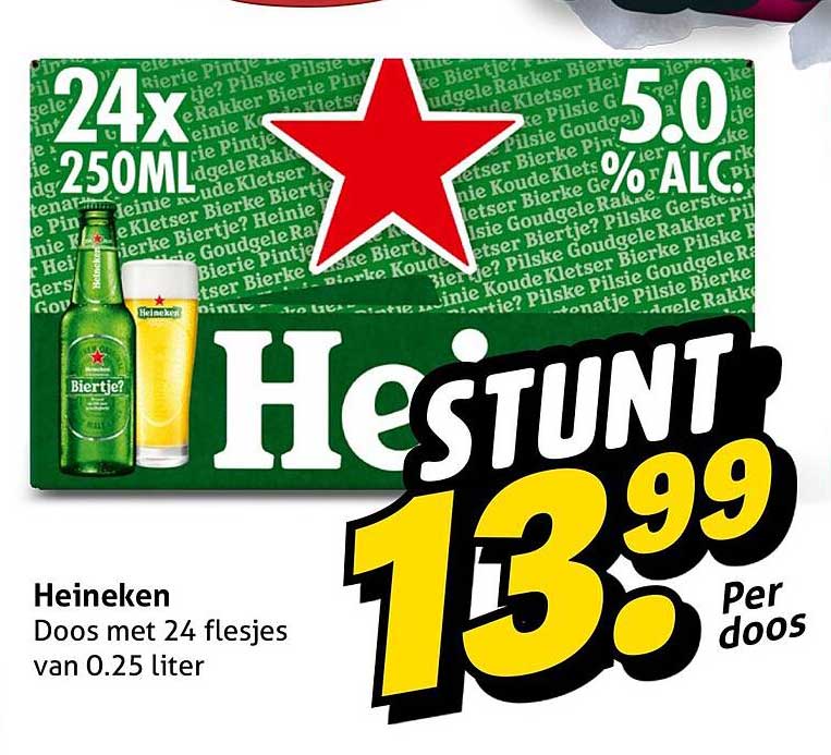 Heineken Doos met 24 flesjes van 0.25 liter