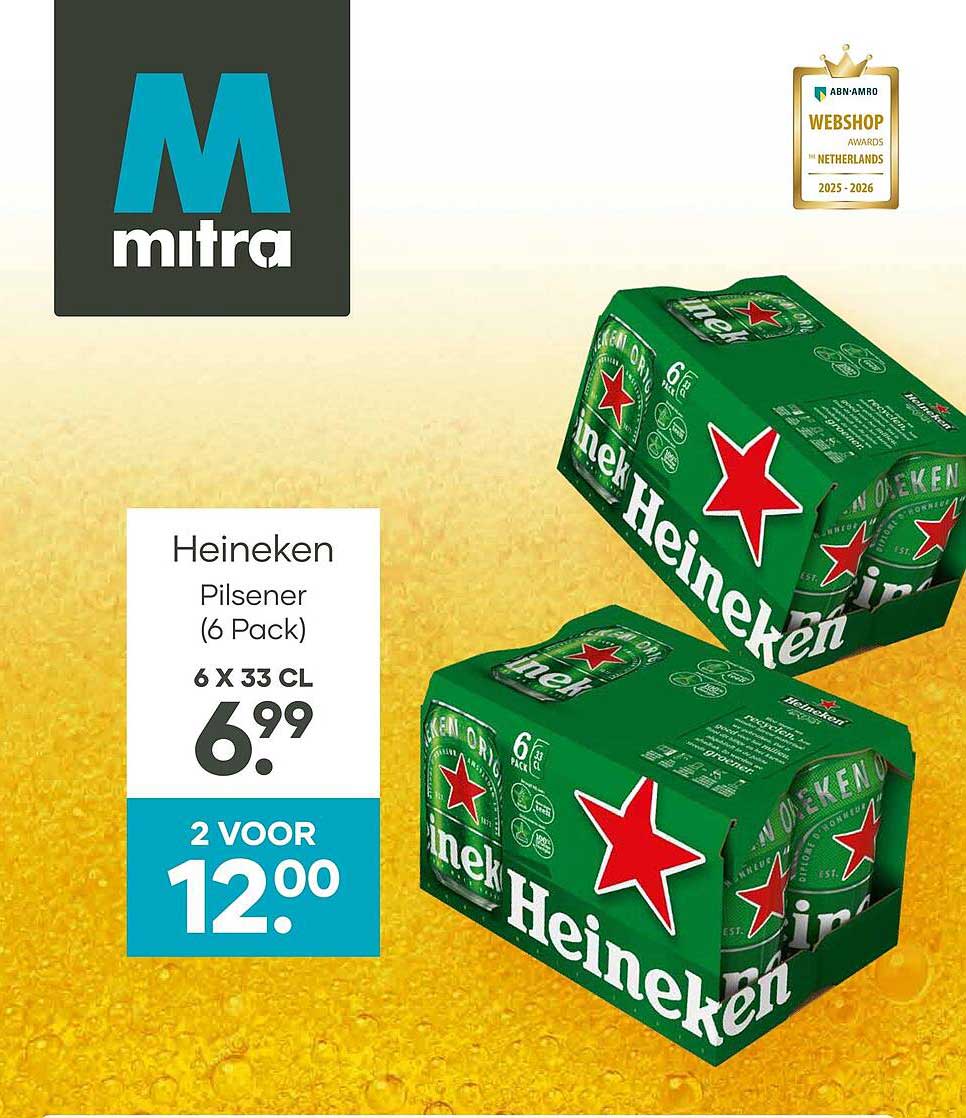 Heineken Pilsener (6 Pack) 6 x 33 cl 2 voor 12,00