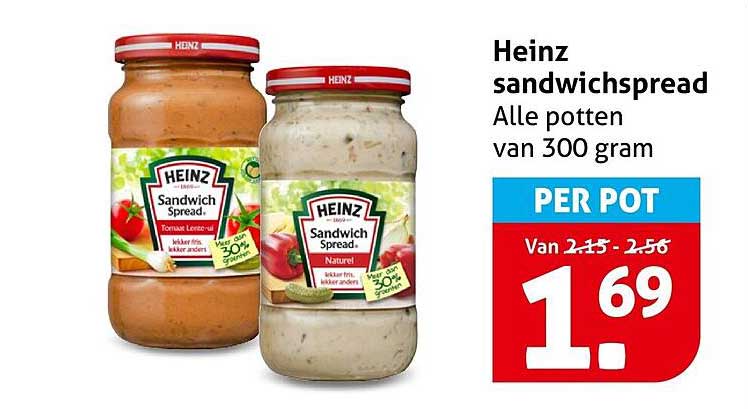 Heinz sandwichspread Alle potten van 300 gram PER POT