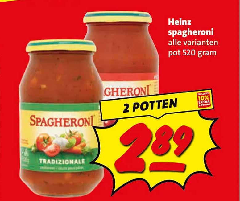 Heinz spagheroni alle varianten pot 520 gram 2 potten