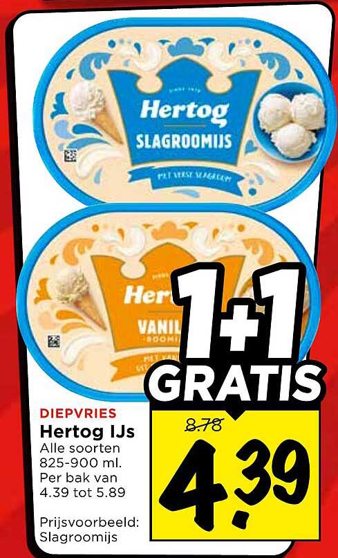 Hertog IJs 1+1 GRATIS