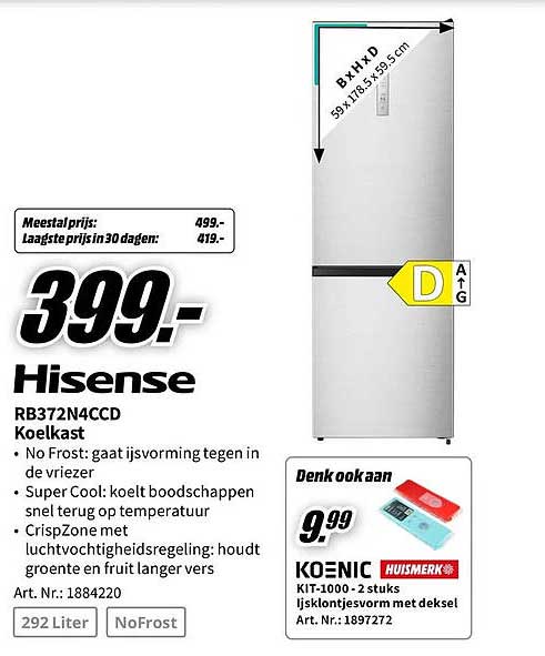 Hisense RB372N4CCD Koelkast