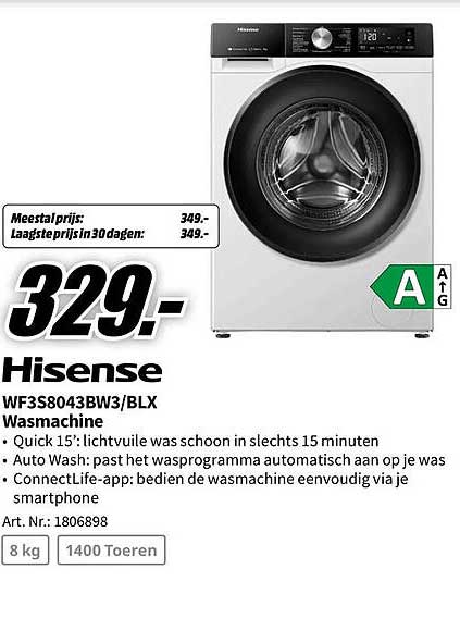 Hisense WF3S8043BW3/BLX Wasmachine