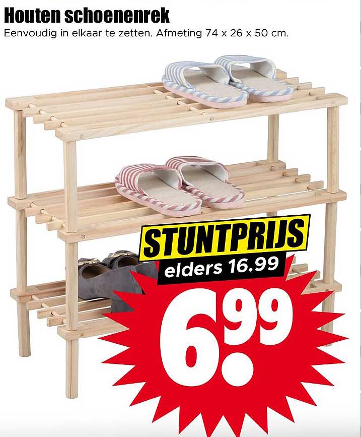Houten schoenenrek