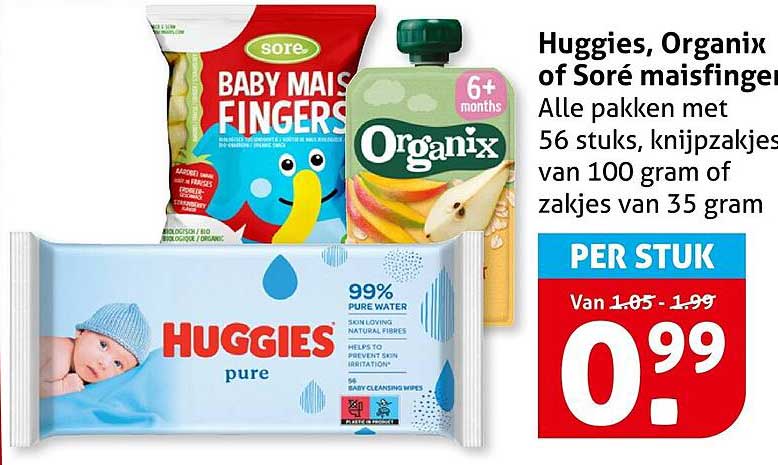 Huggies, Organix of Soré maisfingers