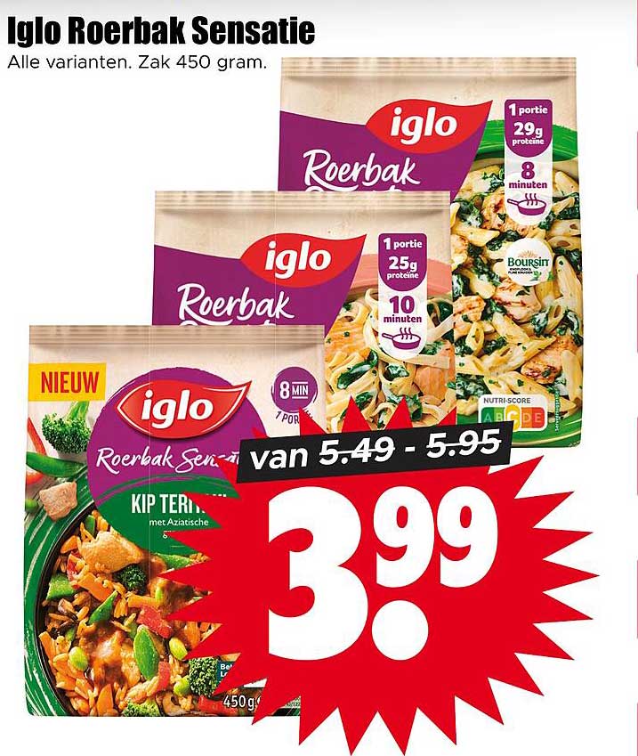 Iglo Roerbak Sensatie Alle varianten. Zak 450 gram.