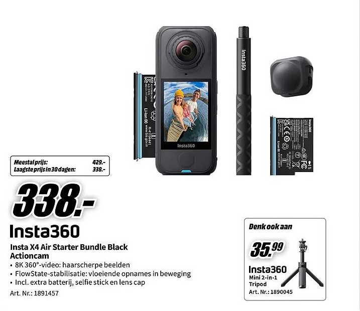 Insta X4 Air Starter Bundle Black Actioncam