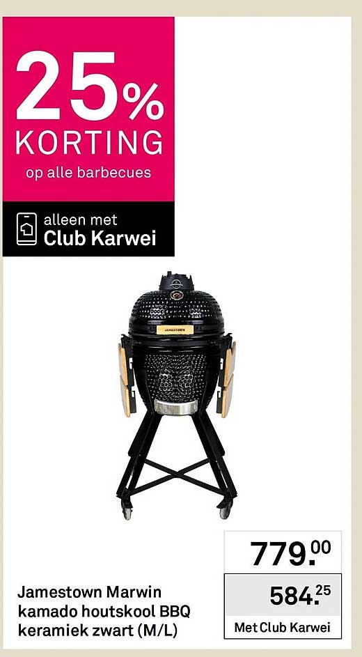 Jamestown Marwin kamado houtskool BBQ keramiek zwart (M/L)