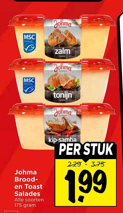Johma Brood- en Toast Salades Alle soorten 175 gram PER STUK
