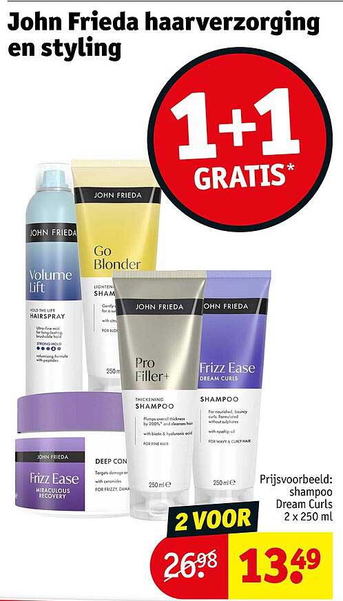 John Frieda haarverzorging en styling 1+1 GRATIS*