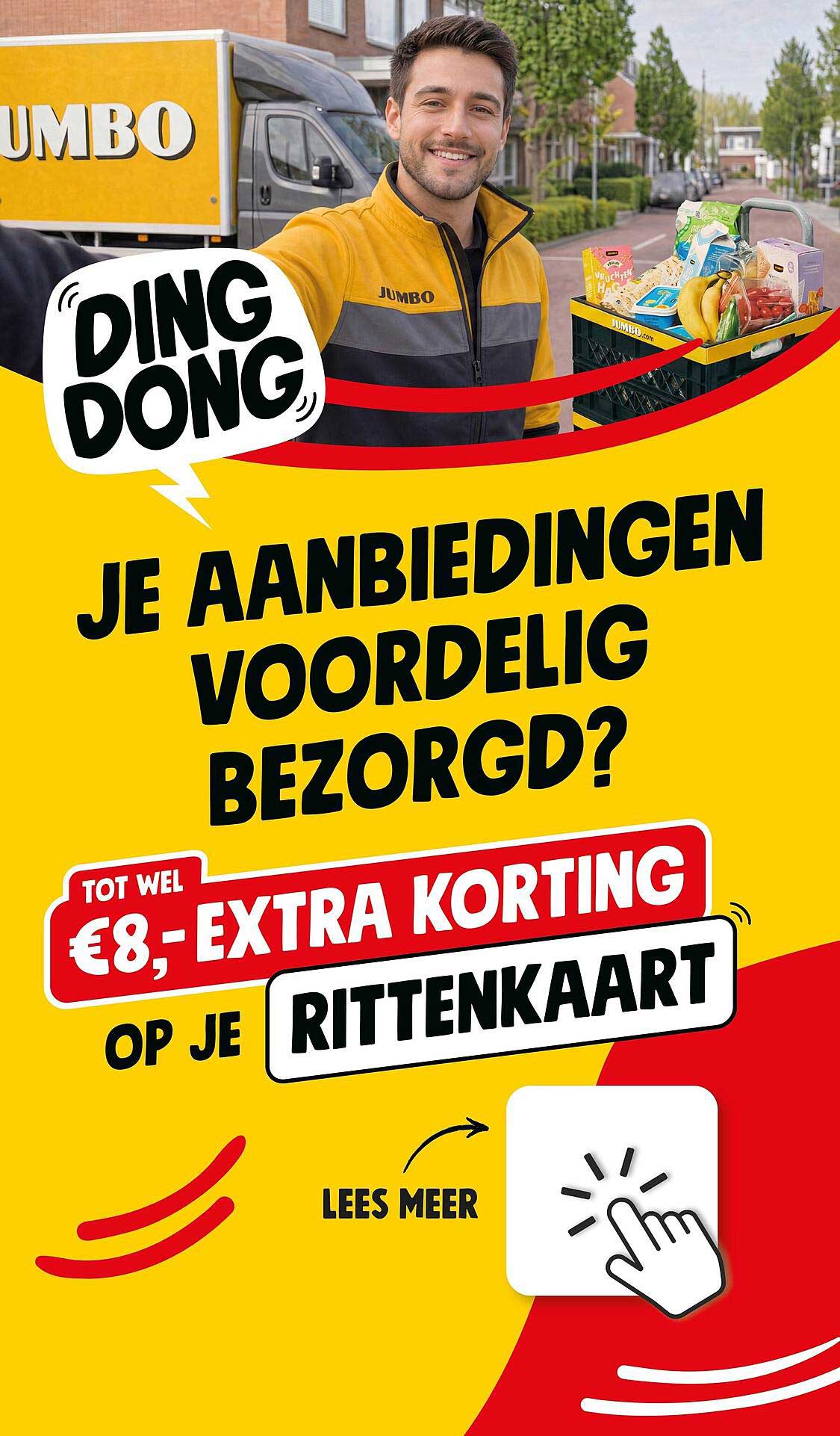 Jumbo bezorgt je aanbiedingen voordelig. Tot wel €8,- extra korting op je rittnenkaart Lees meer