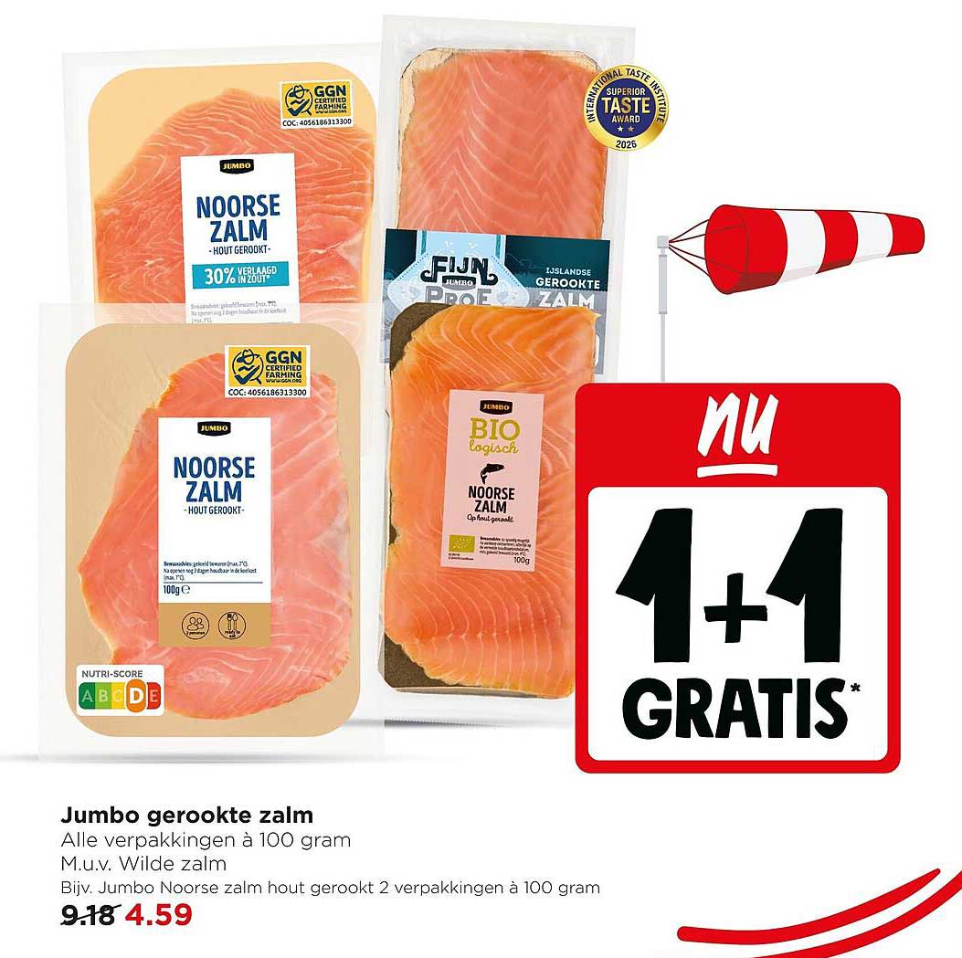 Jumbo gerookte zalm 1+1 gratis