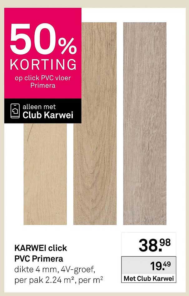 KARWEI click PVC Primera 50% korting op click PVC vloer Primera