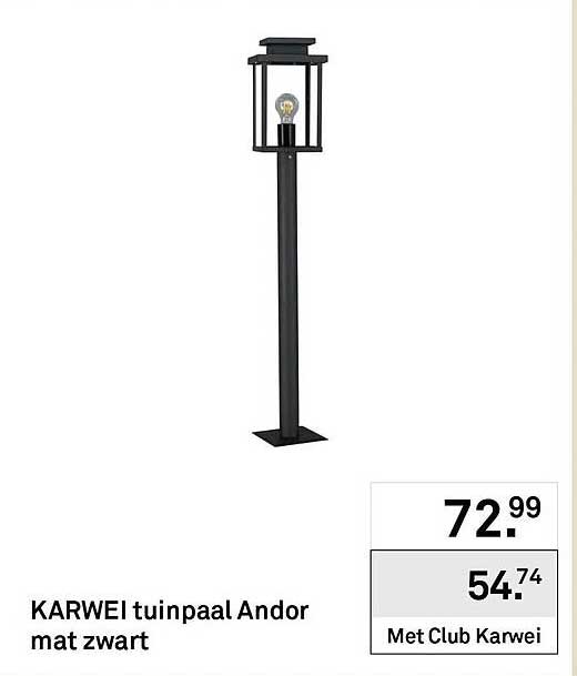 KARWEI tuinpaal Andor mat zwart