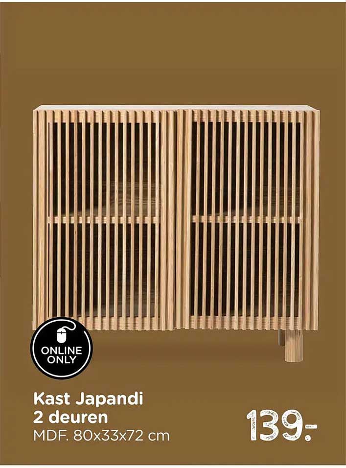 Kast Japandi 2 deuren MDF. 80x33x72 cm