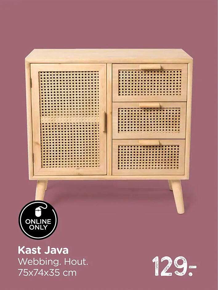 Kast Java Webbing. Hout. 75x74x35 cm