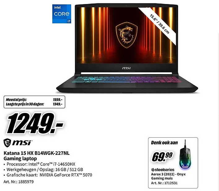 Katana 15 HX B14WGK-227NL Gaming laptop