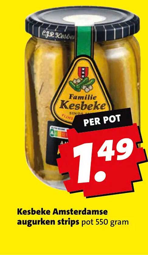 Kesbeke Amsterdamse augurken strips pot 550 gram