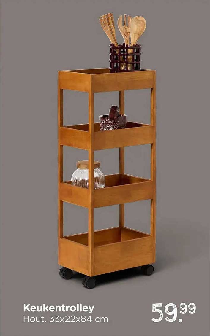 Keukentrolley Hout. 33x22x84 cm