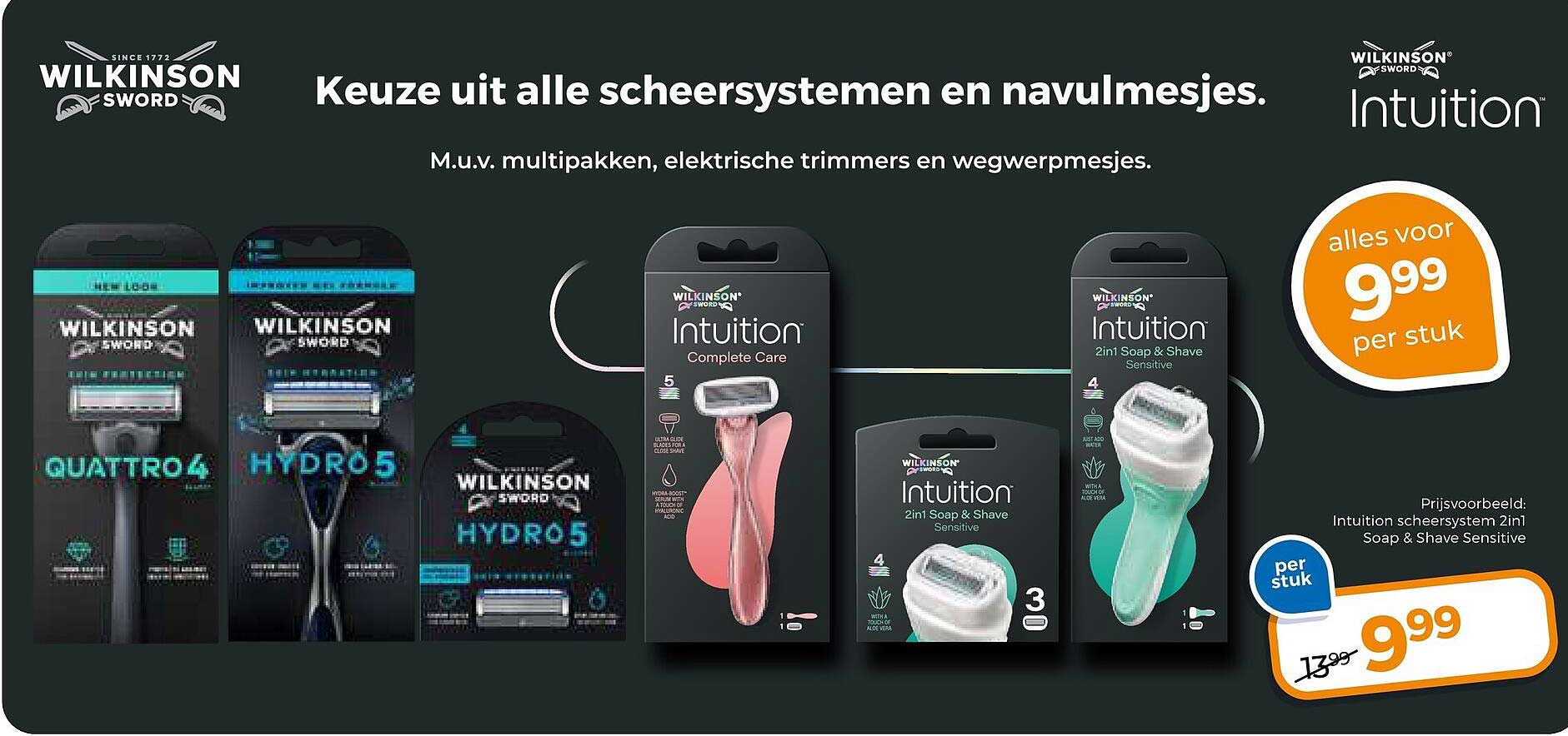 Keuze uit alle scheersystemen en navulmesjes.